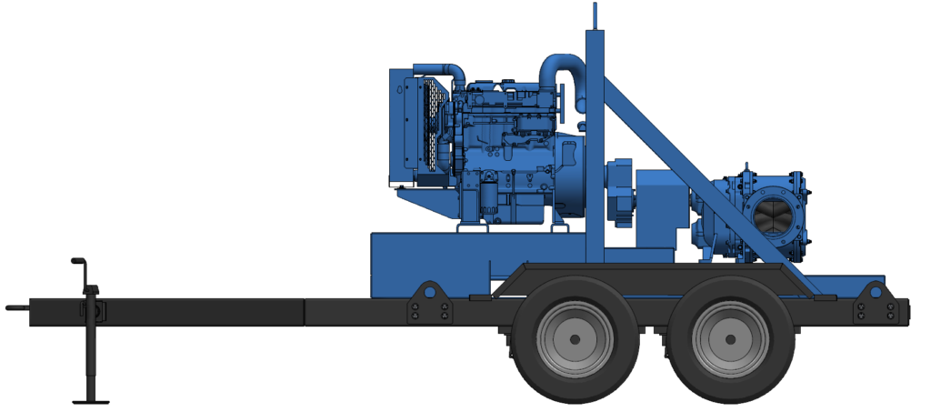 Trailer-mounted skid assembly – electric motor or engine drive