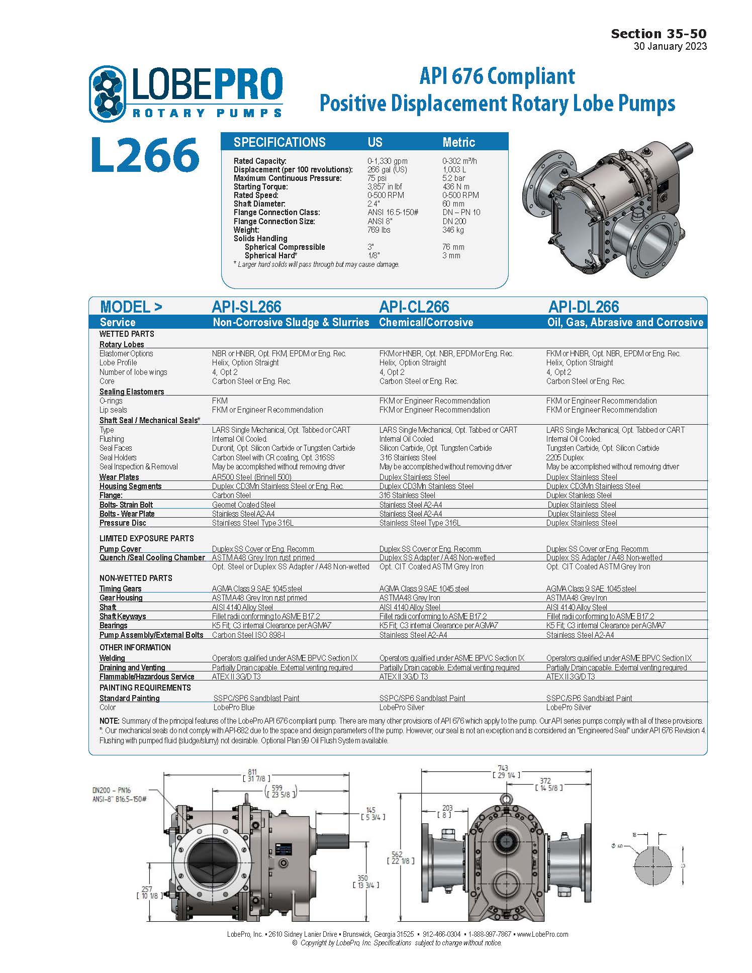 API Pump Specification Sheets LobePro